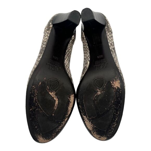 AGL Pumps Shoes Women's 39.5 Multi-Color Almond Toe Snakeskin Embossed Leather - Picture 9 of 12